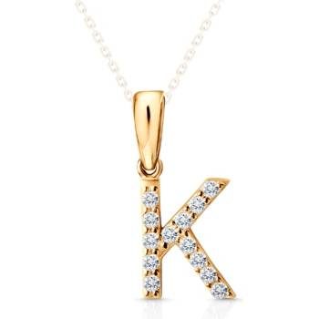 SAVICKI Висулка с буква k savicki: жълто злато, цирконий