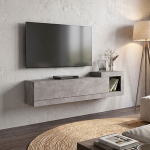 TopMebel Стенен ТВ шкаф Volare TopMebel от меламин в цвят бетон сив 150x29, 6x38, 6см