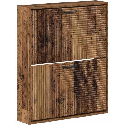 vidaXL Стенно шкафче за обувки HAARLEM 71 x 17 x 86 см Старо дърво (896863)
