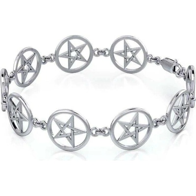 Fantasy Šperky PENTAGRAMY, stříbrný náramek, Ag 925 MJP27