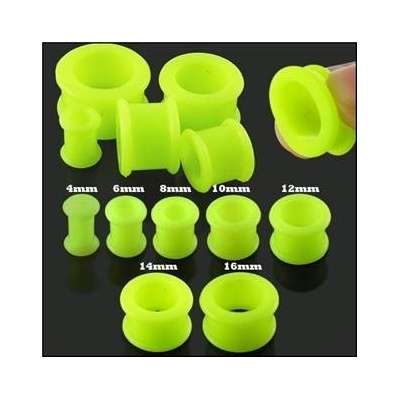 Šperky4U silikonový tunel do ucha svítivě zelený TN01034-24