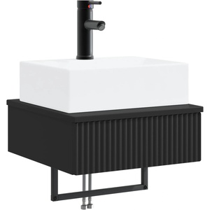 vidaXL Мивка за измиване, монтирана на стена Черно 40 x 41 x 39 см (890199)
