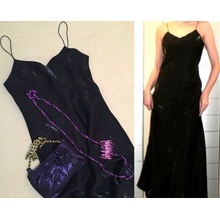 C&A dlouhé lesklé společenské šaty černá