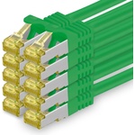 1aTTack. de Cat. 7 Network Cable 1.5m Green Pack of 10 Cat7 Ethernet Cable Network LAN Cable Raw Cable 10 Gb s SFTP PIMF LSZH Set Patch Cable with Rj 45 Plug Cat. 6a - 4251073616827