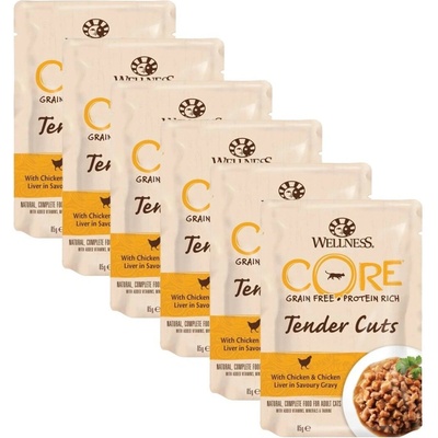 Wellness Core Tender Cuts kuře a kuřecí játra 6 x 85 g