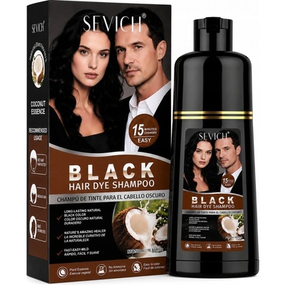 Sevich Šampon pro barvení vlasů černý na šedivé vlasy bez amoniaku 500 ml