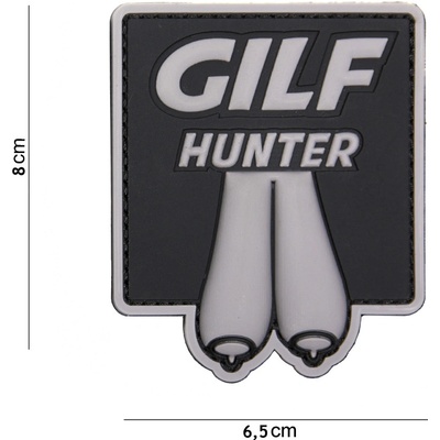 Gumová nášivka 101 Inc nápis Gilf Hunter Smaller - šedá