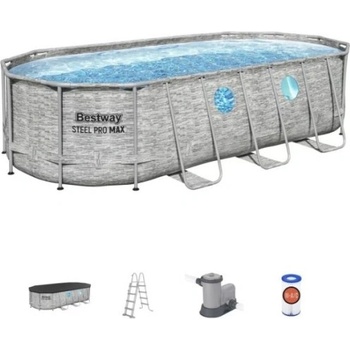 Bestway Сглобяем басейн овален 13, 430 л Bestway 56716 с филтър и стълбичка (3552837)