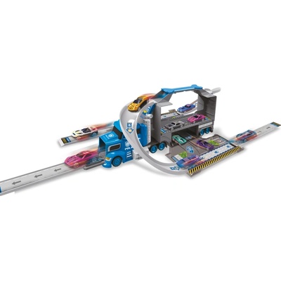 Полицейски камион с 4 коли и пътни знаци