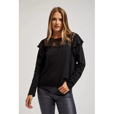 Moodo Черна тениска с дантела Moodo Moodo | Cheren | ЖЕНИ | XS