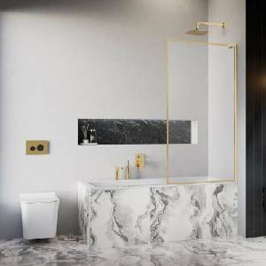 Radaway Параван за вана Radaway Modo F SL PNJ II, гланцово-прозрачен, златист, 70x150 см, 8 мм стъкло, десен (10406070-09-01R)