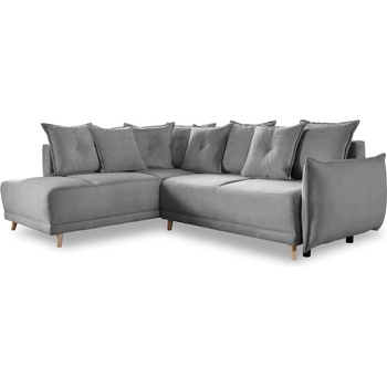 Miuform Сив велурен разтегателен диван (ляв ъгъл) Lazy Lukka - Miuform (1828ON16)