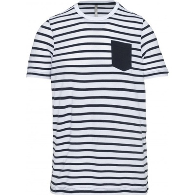Kariban dětské pruhované tričko s kapsičkou Striped White navy