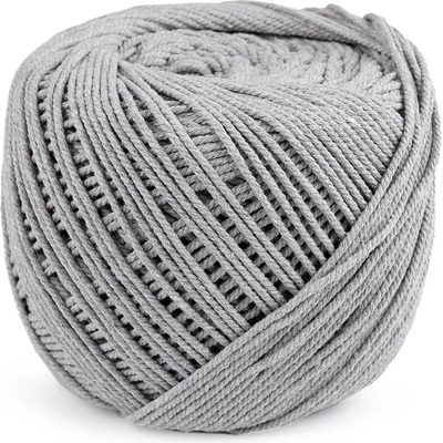 Bavlněná příze macrame Ø2-2,5 mm rozčesávací, střední, 16 šedá