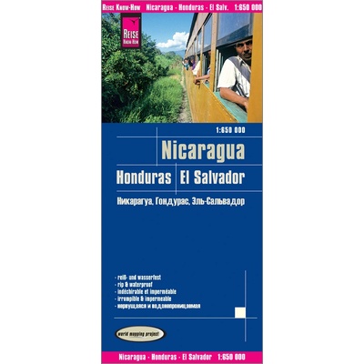 mapa Nicaragua Honduras Salvador 1:650 t.