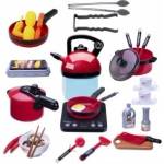 LEAN Toys Kitchen Set Pots Food Battery Operated Hob Accessories 36 pcs