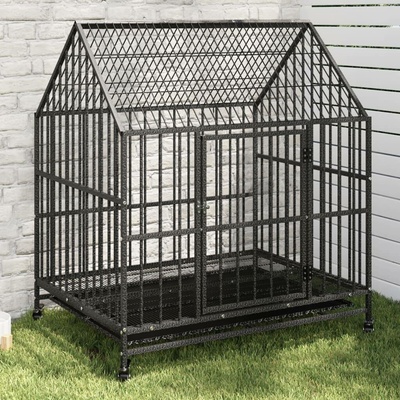 vidaXL Klec pro psy na kolečkách 100 x 77 x 115 cm pozinkovaná ocel černá 9799.172208