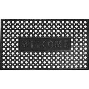  75 х 45 см черна гумена изтривалка за силно натоварване с надпис Welcome