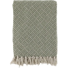 Chic Antique Zelený priadzový pléd so vzorom a strapcami Aix 130x150