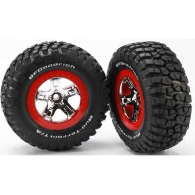 Traxxas колело 2.2/3.0", диск SCT сребърен-червен, гума KM2 (2) (2WD преден)