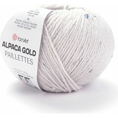 Pletací příze Alpaca Gold s flitry 50 g - 6 (9303) šedá nejsvětlejší
