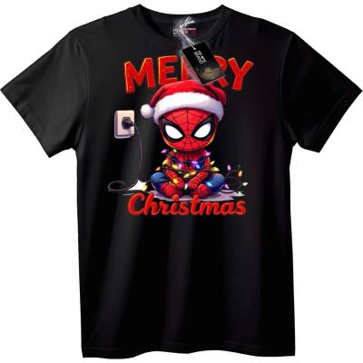 NOONEBRAND Рождественска тениска със Спайдър-Мен - 2XL, Black