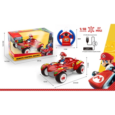 Armtoys ДЕТСКА КОЛА 1: 18 С ДИСТАНЦИОННО-ВОЛАН И ЗАРЯДНА БАТЕРИЯ, 4 ПОСОКИ, МАРИО