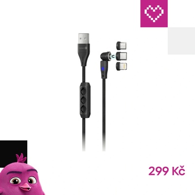 Connect IT CCA-2200-BK Magnetic PowerLink 3in1, USB-C/Lightning/microUSB, 2m, černý