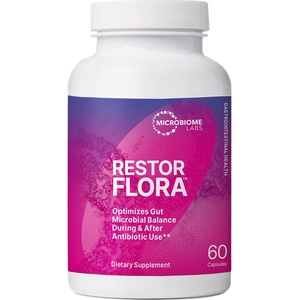 Microbiome Labs Saccharomyces boulardii 500 mg + Bacillus комплекс - При диария, стомашен дискомфорт, Restor Flora, 60 капсули (523787 (6935298) MRBLS)