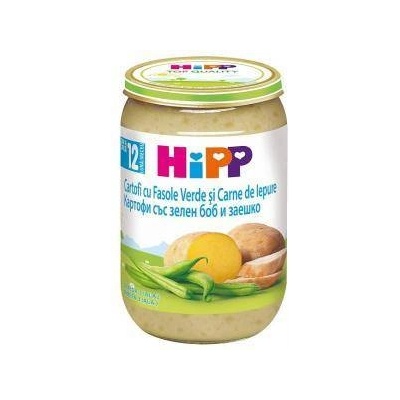 HiPP Пюре от картофи със зелен боб и заешко месо hipp, 12+ месеца, 220гр