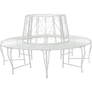vidaXL Дървесен бенч 8 -местен Ø 160 x 89 см steel Антично бяло Кръгла (42029503)