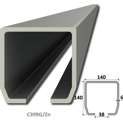 C profil GRANDE, 140 x 140 x 6 x 5000 mm, pozinkovaný