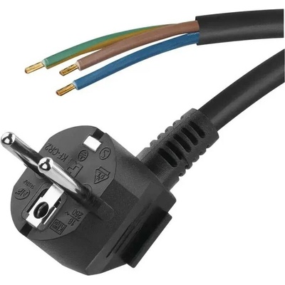 Flexo šňůra PVC, 3P třípólová s vidlicí a zemněním, černá Průřez: 3x 1,0 mm2,Délka: 2 metry