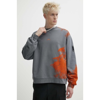 A-cold-wall* Памучен суичър A-COLD-WALL* Brushstroke Crewneck в сиво с принт ACWMW184 (ACWMW184)