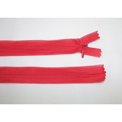 Zips krytý 3mm červený svetlý nedeliteľný 45cm dederon