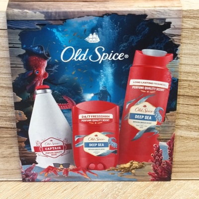 Old Spice Gift Box Deep Sea sprchový gel pro muže 250 ml + tuhý deodorant pro muže 50 ml + Captain After Shave Lotion voda po holení 100 ml