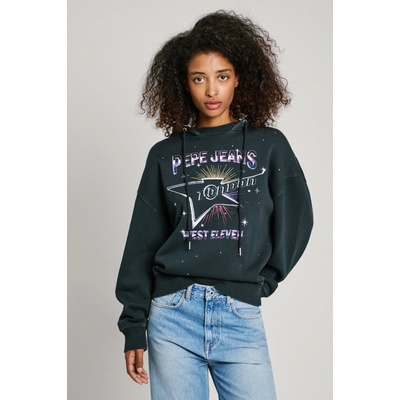 Pepe Jeans mikina LILIAN dámská s kapucí s potiskem PL581469 šedá