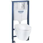 GROHE Solido - Комплект за предстенна инсталация, Serel тоалетна и softclose седалка, бутон Старт, хром/бяло 39583000 (39583000)