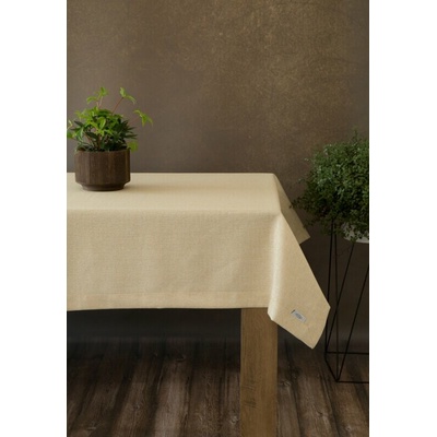 Takoy Zlatý ubrus 140x350 cm s plátnovou strukturou STELLA 1 a vetkanou stříbrnou nití-HF-390395 | 145 x 350 cm