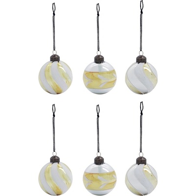 House Doctor Set 6 ks zlato-stříbrné skleněné ozdoby Glowi 6 cm