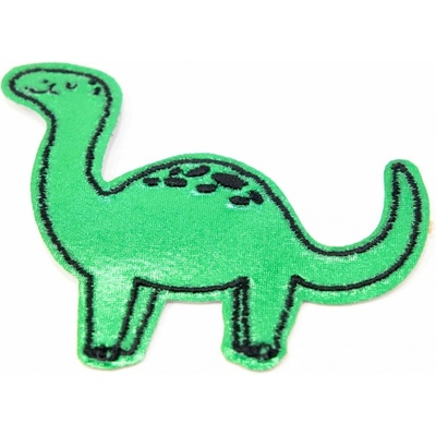 Nažehľovacia záplata - Brontosaurus - zelená, modrá, svetlo zelená - rozmer 6,5 cm x 8 cm Brontosaurus zelená