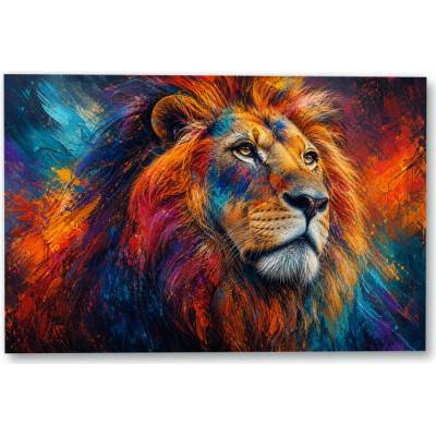 Plakát – Barevný portrét lva 120 × 80 cm Bez rámu Ne Bez rámu