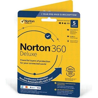 Norton 360 DELUXE 50GB + VPN 1 lic. 5 lic. 12 mes. (21405797) – Zboží Živě