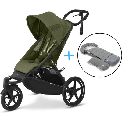 Cybex Avi Spin Moss Green 2025 + fusak a rukávnik JOMK Northern Grey