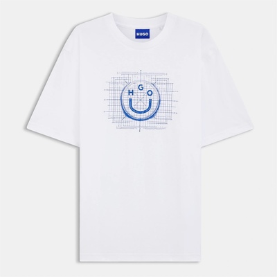 Hugo Mens HUGO Namerix Graphic Top with Logo Artwork Detail - White 100
