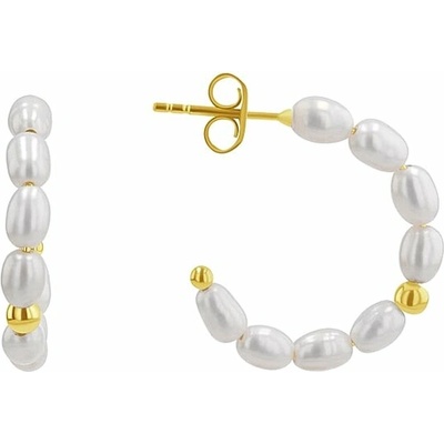 Eppi Strieborné kruhové náušnice s perlami Sazie E46711