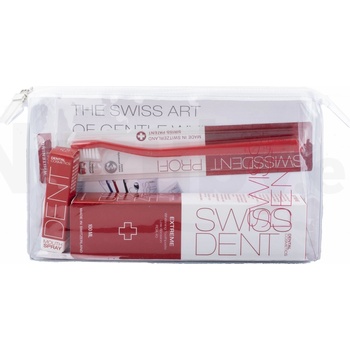 Swissdent Emergency Kit Red (Extreme whitening bělicí zubná pasta 50 ml + ústní spray Extreme 9 ml + zubná kartáček profi whitening soft )