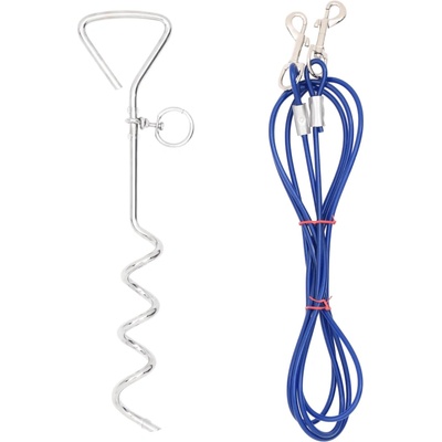 vidaXL Кабел за връзване на кучета със земен кол 5 м (4003380)