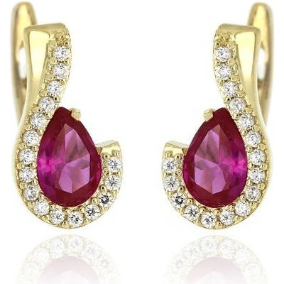 Zlatnictví U Kostela dámské náušnice s červeným kamenem 253RŽ