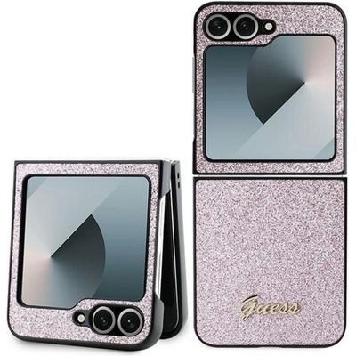 GUESS Гръб Guess PC/TPU Glitter Flakes Metal Logo Case за Samsung Galaxy Z Flip 6 - Розов